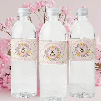 Étiquette Pour Bouteilles D'eau A Little Honey Is On the Way Pink Baby Shower