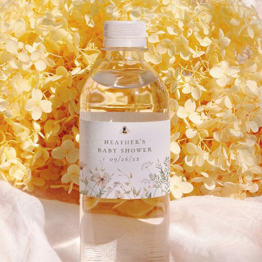 Étiquette Pour Bouteilles D'eau A Little Wildflower Boho Bee Girl Baby Shower