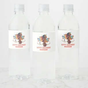 Étiquette Pour Bouteilles D'eau Afro Unicorn   Filles magiques Anniversaire