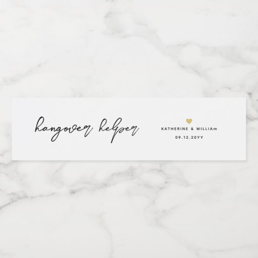 Étiquette Pour Bouteilles D'eau Aide de hangover chic (Étiquettes simples)