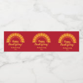 Étiquette Pour Bouteilles D'eau Ajouter le nom Année Bon thanksgiving jaune rouge (Étiquettes simples)