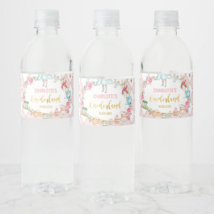 Étiquette Pour Bouteilles D'eau Alice rose dans l'Onederland Fête d'anniversaire F