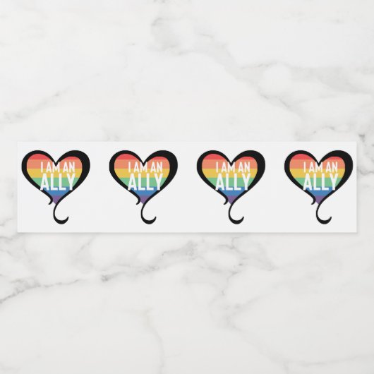 Étiquette Pour Bouteilles D'eau Ally Pride Rainbow (Étiquettes simples)