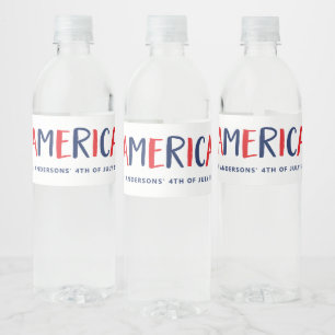 Étiquette Pour Bouteilles D'eau Amérique Texte moderne rouge blanc et bleu