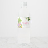 Étiquette Pour Bouteilles D'eau Ananas floral tropical (Devant)