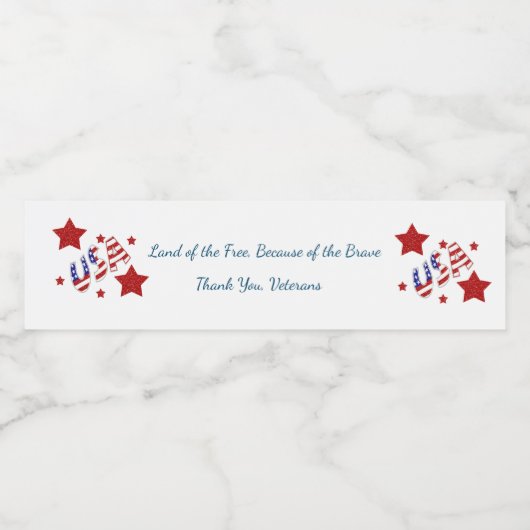 Étiquette Pour Bouteilles D'eau Anciens combattants Merci (Étiquettes simples)