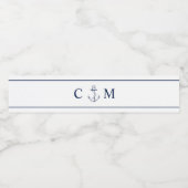 Étiquette Pour Bouteilles D'eau Ancre bleue marine Mariage initial (Étiquettes simples)