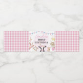Étiquette Pour Bouteilles D'eau Animaux de ferme Fille rose Anniversaire (Étiquettes simples)