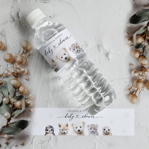 Étiquette Pour Bouteilles D'eau Animaux d'hiver Baby shower neutre selon le sexe