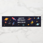 Étiquette Pour Bouteilles D'eau Anniversaire bleu de l'astronaute Galaxi (Étiquettes simples)