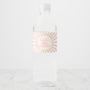 Étiquette Pour Bouteilles D'eau Anniversaire Confettis Paillettes Or Rayures Rose 