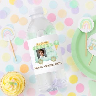 Étiquette Pour Bouteilles D'eau Anniversaire de camion de glace personnalisé