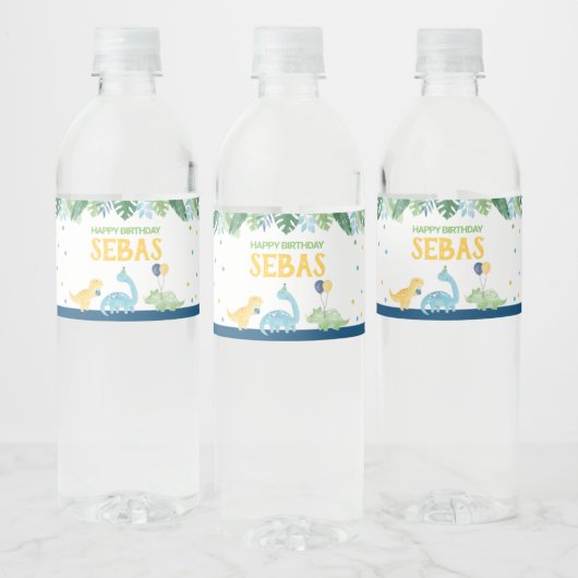 Étiquette Pour Bouteilles D'eau Anniversaire de Dinosaur (Bouteilles)