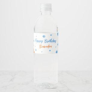 Étiquette Pour Bouteilles D'eau Anniversaire de enfant dauphin de corail bleu et o