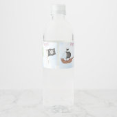 Étiquette Pour Bouteilles D'eau Anniversaire de enfant pirate sur bleu (Dos)