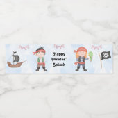 Étiquette Pour Bouteilles D'eau Anniversaire de enfant pirate sur bleu (Étiquettes simples)