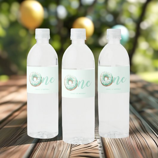 Étiquette Pour Bouteilles D'eau Anniversaire de la Donut verte