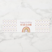 Étiquette Pour Bouteilles D'eau Anniversaire de la pêche arc-en-ciel de Cute Boho (Étiquettes simples)