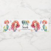 Étiquette Pour Bouteilles D'eau Anniversaire de la petite sirène (Étiquettes simples)