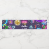 Étiquette Pour Bouteilles D'eau Anniversaire de la soirée de danse néon (Étiquettes simples)