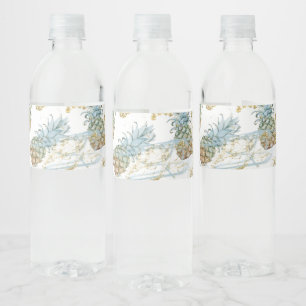 Étiquette Pour Bouteilles D'eau Anniversaire de Parties scintillant d'or aux anana