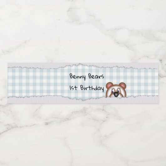 Étiquette Pour Bouteilles D'eau anniversaire de Teddy Bear Peekaboo (Étiquettes simples)