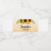 Étiquette Pour Bouteilles D'eau Anniversaire de tournesol rustique (Étiquettes simples)