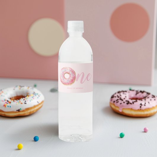 Étiquette Pour Bouteilles D'eau Anniversaire du Donut rose