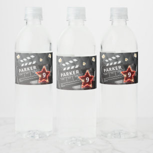 Étiquette Pour Bouteilles D'eau Anniversaire élégant de la nuit des films