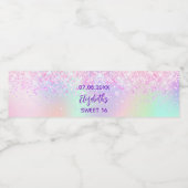 Étiquette Pour Bouteilles D'eau Anniversaire fête holorgraphic rose violet (Étiquettes simples)