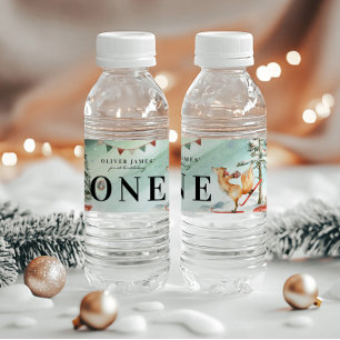 Étiquette Pour Bouteilles D'eau Anniversaire Forêt Enchantée d'Hiver