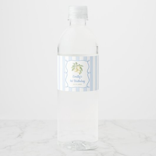 Étiquette Pour Bouteilles D'eau Anniversaire Lemon Blue (Devant)