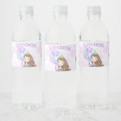 Étiquette Pour Bouteilles D'eau Anniversaire Princesse Lavande Turquoise Or (Bouteilles)