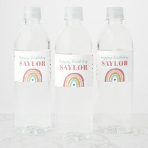 Étiquette Pour Bouteilles D'eau Anniversaire rose arc-en-ciel du mignon Boho