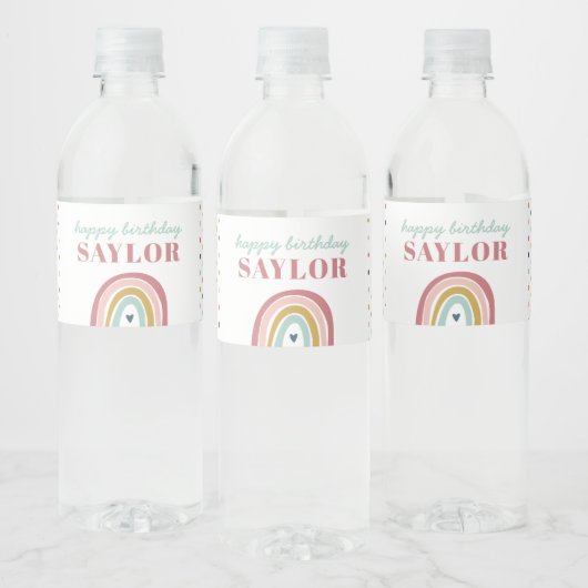 Étiquette Pour Bouteilles D'eau Anniversaire rose arc-en-ciel du mignon Boho (Bouteilles)