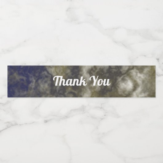 Étiquette Pour Bouteilles D'eau Appréciation élégante en Merci doré bleu marbré (Étiquettes simples)