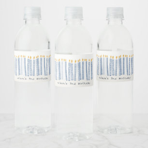 Étiquette Pour Bouteilles D'eau Aquarelle bleu pastel mignonne Bougies d'anniversa