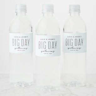 Étiquette Pour Bouteilles D'eau Aquarelle bleue du mariage de plage