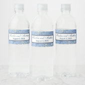 Étiquette Pour Bouteilles D'eau Aquarelle bleue Points Mercure Argent (Bouteilles)
