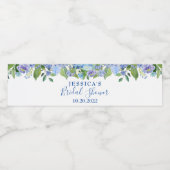 Étiquette Pour Bouteilles D'eau Aquarelle Blue Hydrangeas FÊTE DES MARIÉES florale (Étiquettes simples)