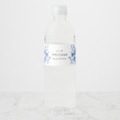 Étiquette Pour Bouteilles D'eau Aquarelle Chinoiserie florale (Devant)