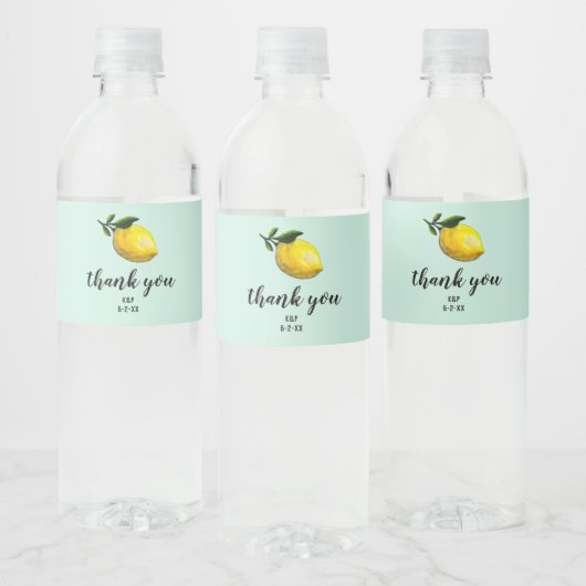 Étiquette Pour Bouteilles D'eau Aquarelle Citron Mariage Faveurs personnalisées (Bouteilles)