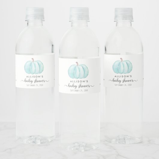 Étiquette Pour Bouteilles D'eau Aquarelle Citrouille minimale mignonne bébé garçon (Bouteilles)