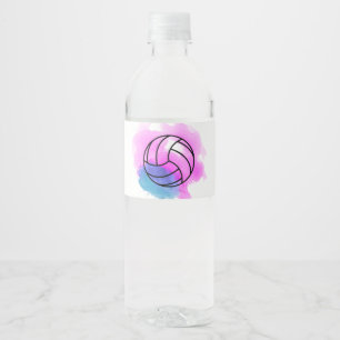 Étiquette Pour Bouteilles D'eau Aquarelle de volleyball