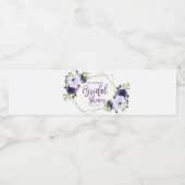 Étiquette Pour Bouteilles D'eau Aquarelle d'or violet (Étiquettes simples)