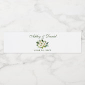 Étiquette Pour Bouteilles D'eau Aquarelle Floral Vert Mariage blanc (Étiquettes simples)