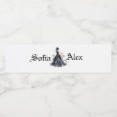 Étiquette Pour Bouteilles D'eau Aquarelle gothique rose robe noire mariage (Étiquettes simples)