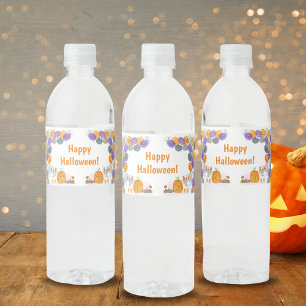 Étiquette Pour Bouteilles D'eau Aquarelle Joyeuse fête costumée d'Halloween