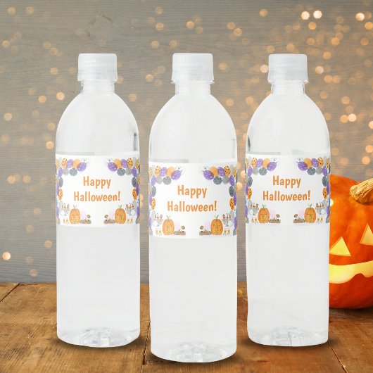 Étiquette Pour Bouteilles D'eau Aquarelle Joyeuse fête costumée d'Halloween