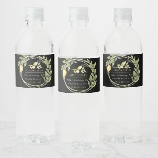 Étiquette Pour Bouteilles D'eau Aquarelle Limoncello Floral Verdure Bouteille d'ea (Bouteilles)